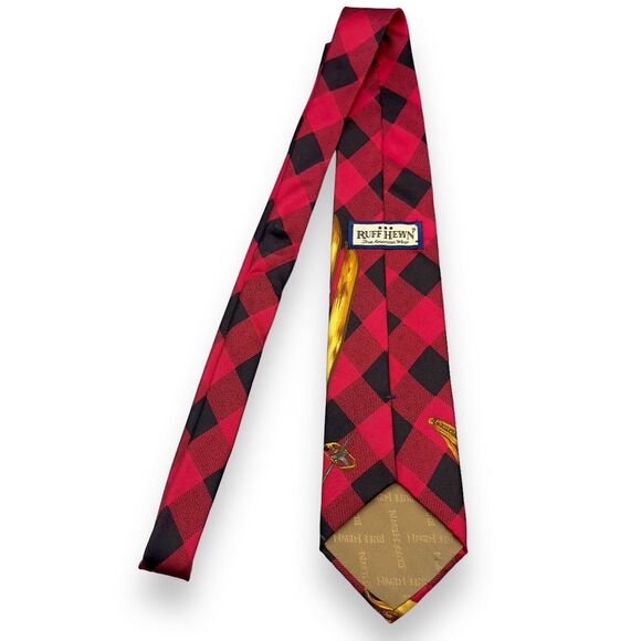 Ruff Hewn Mens Vintage Silk Dress Tie Made in USA Check Vintage Ski 58" 4"‎ - Picture 3 of 12